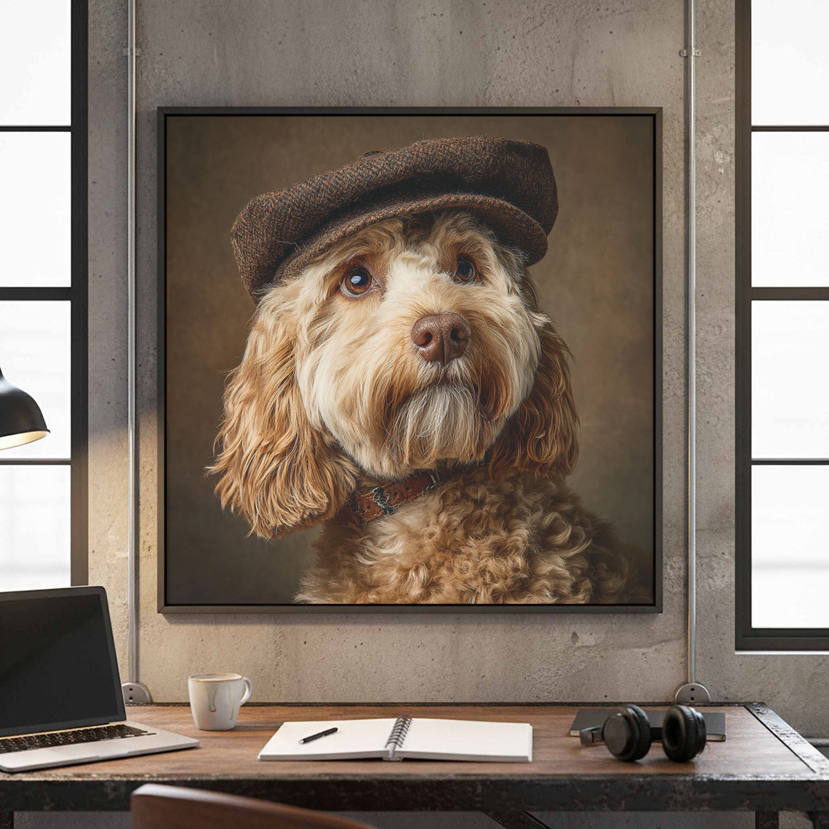 Cockapoo Dog Canvas Print – canvas print shown framed in a styled room
