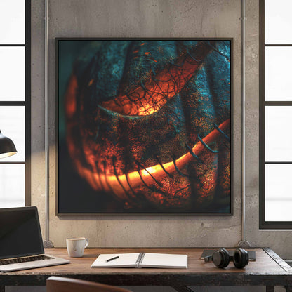 Jack-O-Lantern Halloween Canvas Print – canvas print shown framed in a styled room