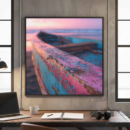 Vintage Surfboard Canvas Print – styled room view 2