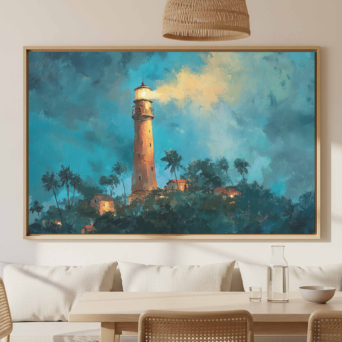 Lighthouse Canvas Wall Art – canvas print shown framed in a styled room
