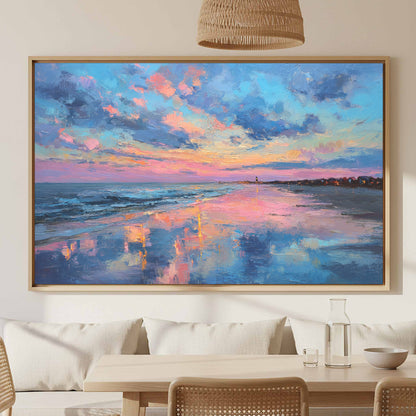 Cape Cod Beach Canvas Art – canvas print shown framed in a styled room
