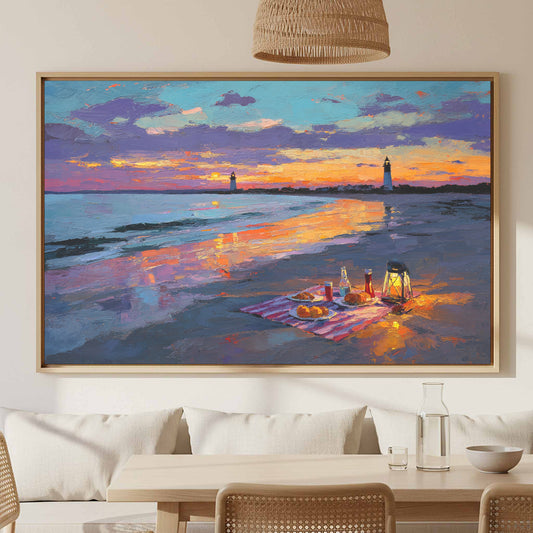 Cape Cod Beach Canvas Print – canvas print shown framed in a styled room