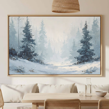 Winter Forest Canvas Print – canvas print shown framed in a styled room