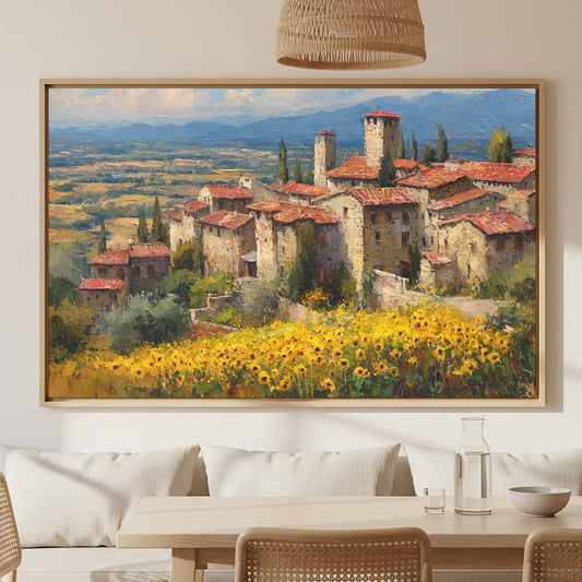 Italian Village Canvas Print – canvas print shown framed in a styled room