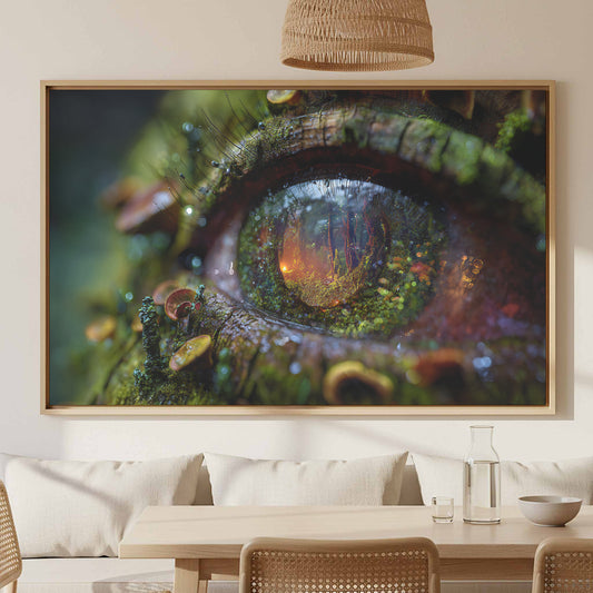 Ancient Tree Eye Canvas Art – canvas print shown framed in a styled room