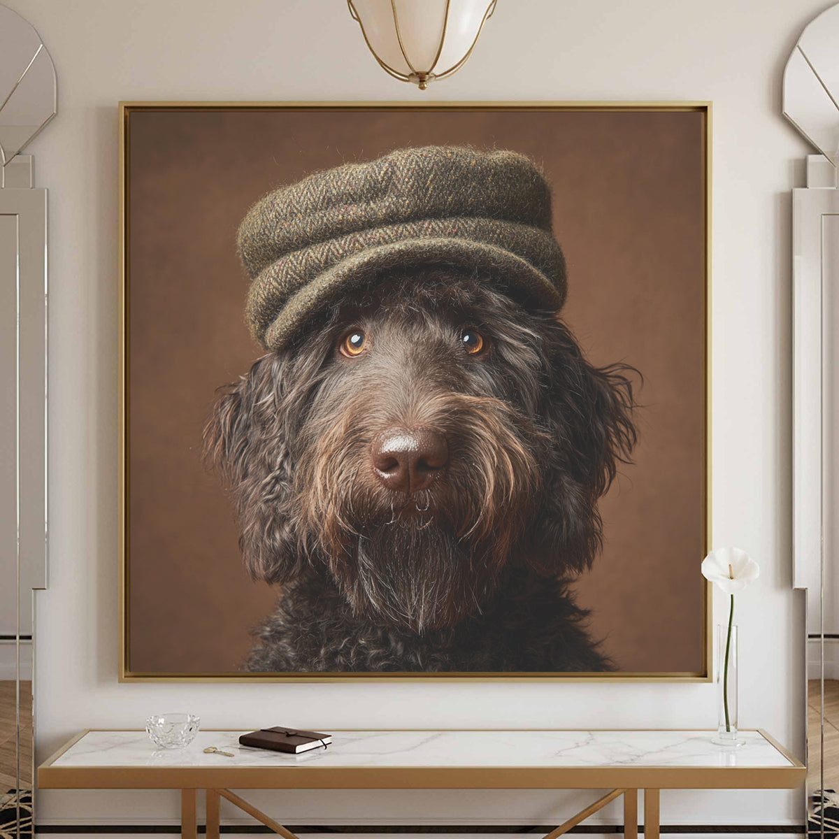 Labradoodle Dog Portrait Canvas Print – styled room view 2