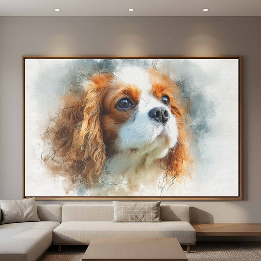 Cavalier King Charles Spaniel Canvas – canvas print shown framed in a styled room