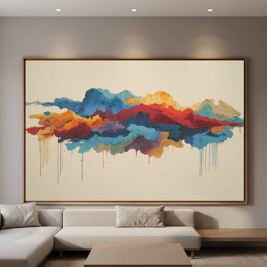 Abstract Colorful Canvas Wall Art – canvas print shown framed in a styled room