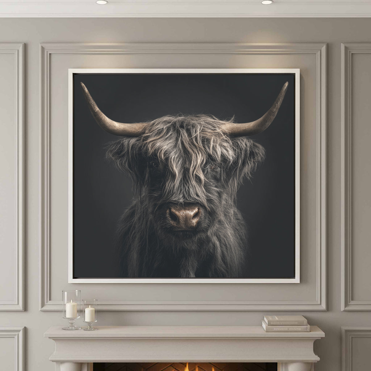 Highland Cow Canvas Print – styled room view 2