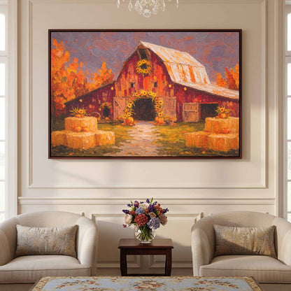 Autumn Barn Wedding Canvas Print — product image 1