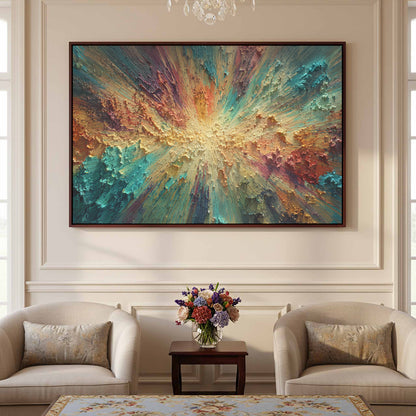 Abstract Burst Canvas Wall Art – styled room view 2