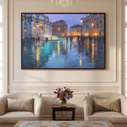 Trevi Fountain Canvas Print – styled room view 2