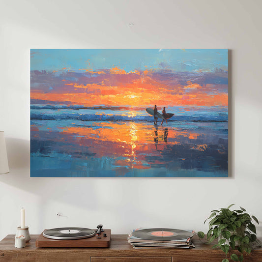 Surfer Canvas Wall Art – canvas print shown framed in a styled room