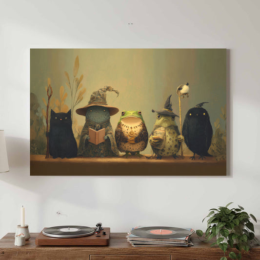 Witch Familiars Canvas Art – canvas print shown framed in a styled room