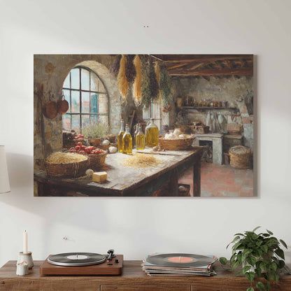 Tuscan Kitchen Canvas Art – styled room view 2