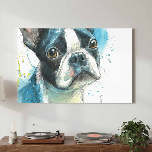 Boston Terrier Watercolor Canvas Art — product image 1