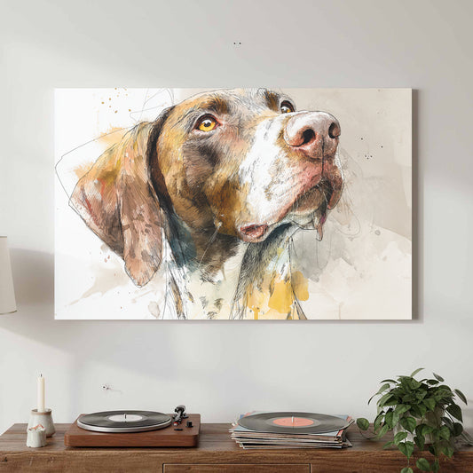 German Shorthaired Pointer Canvas Print – canvas print shown framed in a styled room