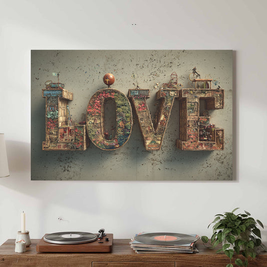 Love Letters Wall Art – canvas print shown framed in a styled room