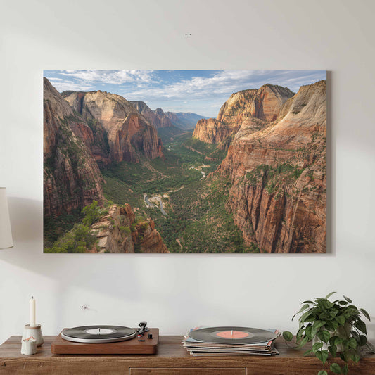 Canyon Landscape Wall Art – canvas print shown framed in a styled room