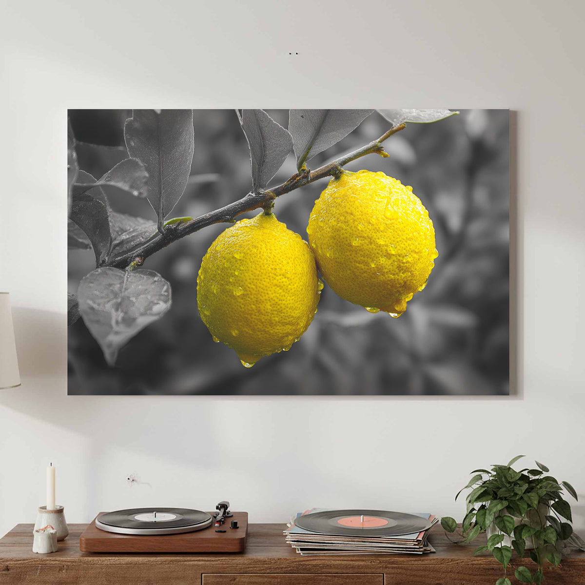 Lemon Tree Canvas Print – canvas print shown framed in a styled room