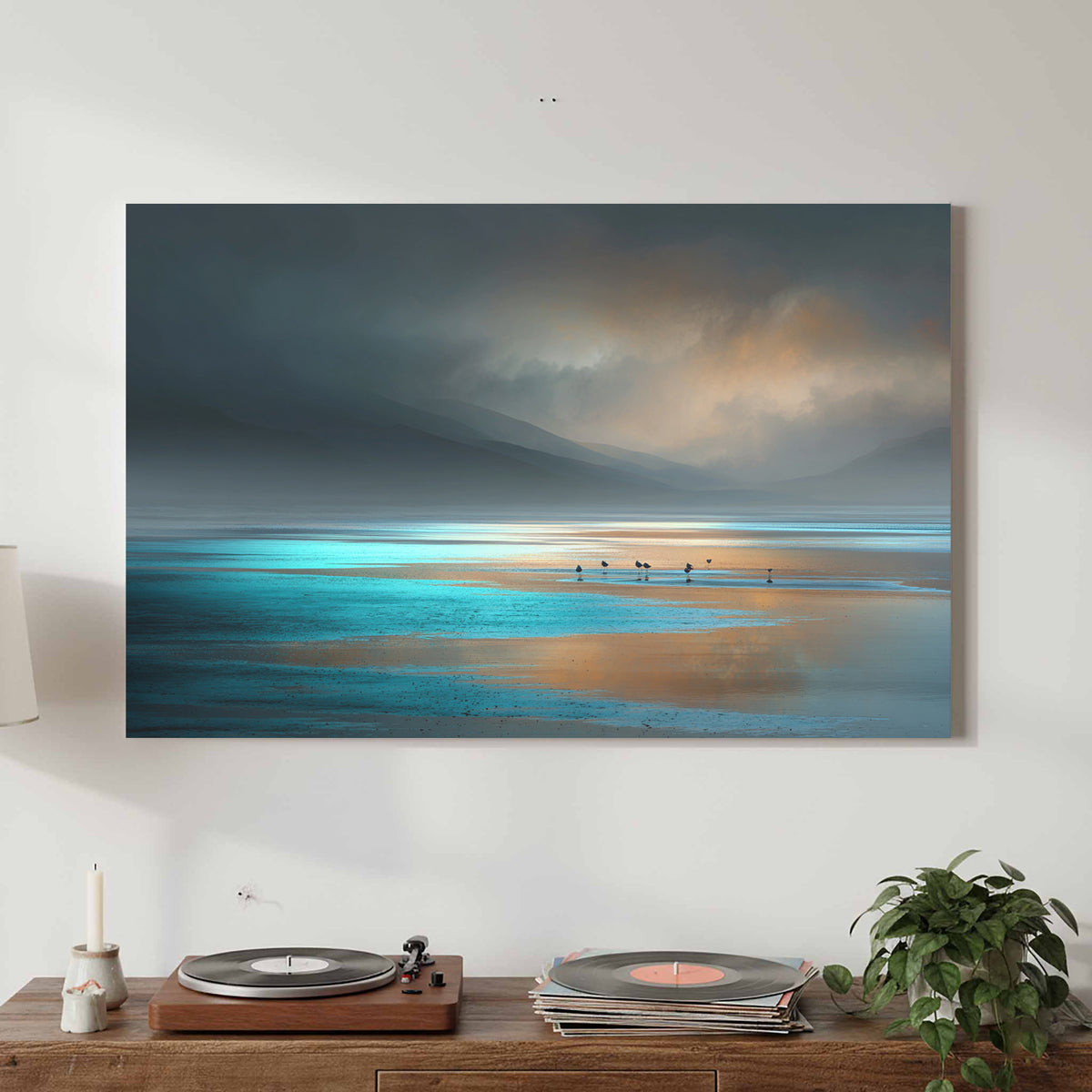 Coastal Seascape Wall Art – styled room view 2