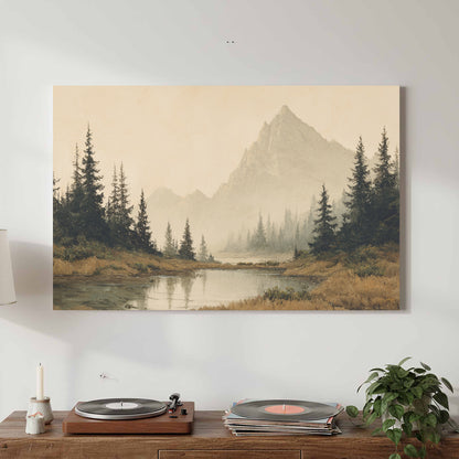 Mountain Landscape Canvas Wall Art – styled room view 2