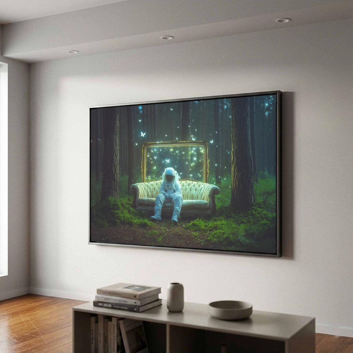 Astronaut Forest Canvas Print – styled room view 2