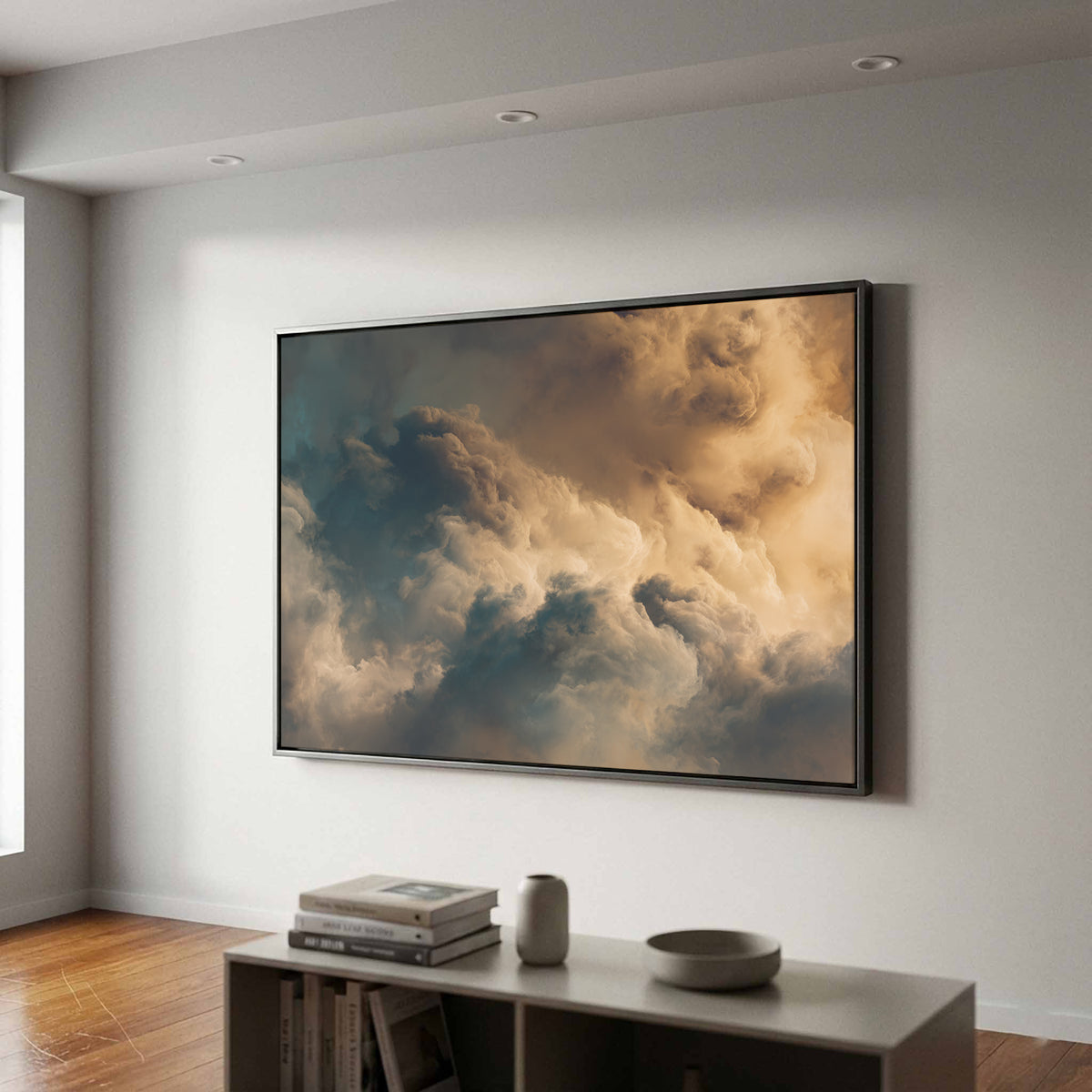 Abstract Cloud Wall Art – styled room view 2