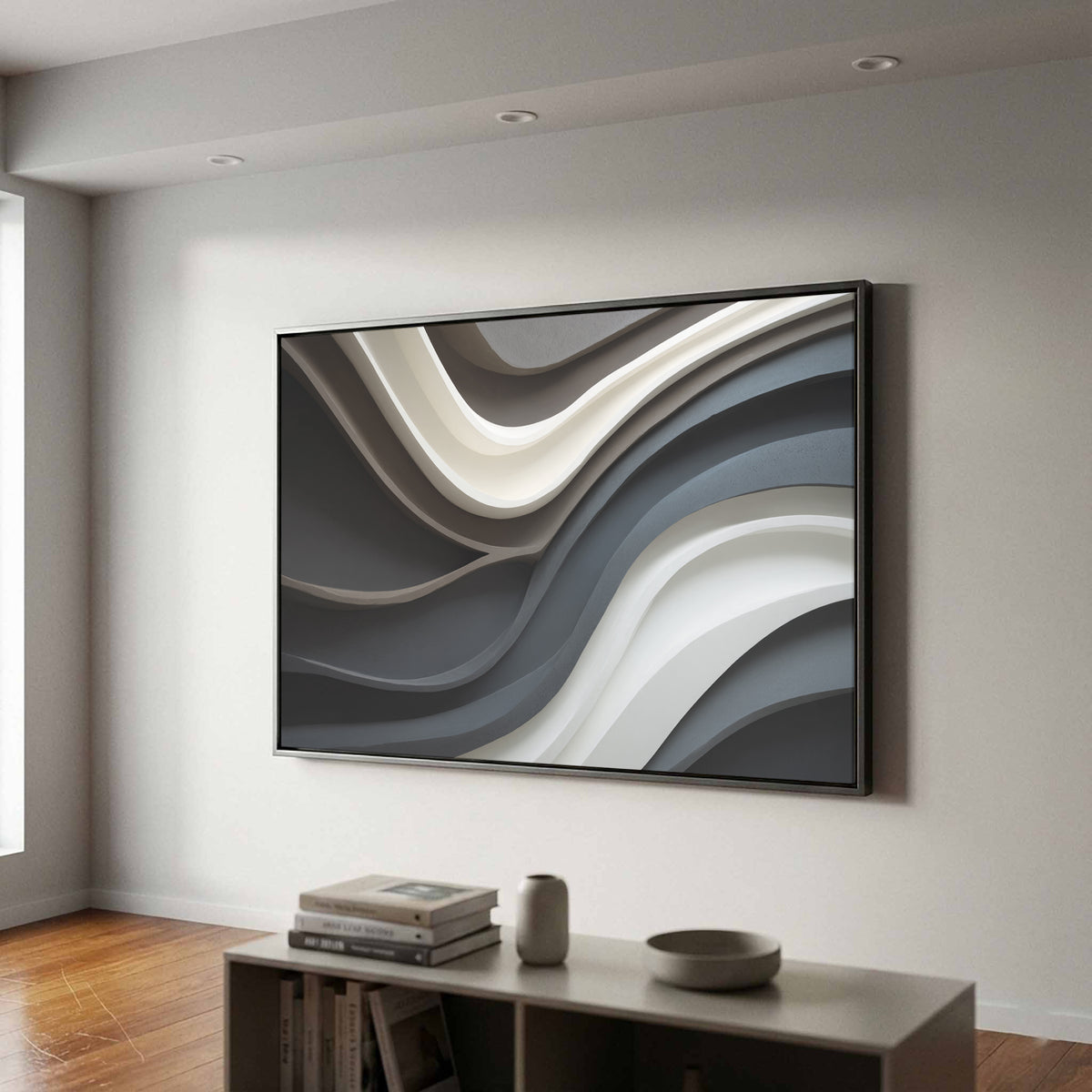 Abstract Sculptural Wall Art – styled room view 2