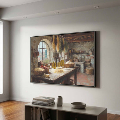 Tuscan Kitchen Canvas Art – styled room view 3