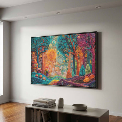 Forest Canvas Art – styled room view 2