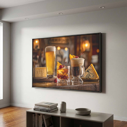 Wisconsin Beer Bar Print – canvas print shown framed in a styled room