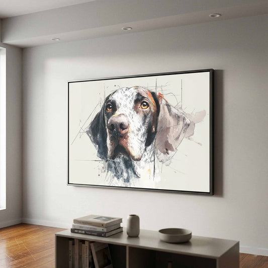 German Shorthaired Pointer Canvas Print – canvas print shown framed in a styled room