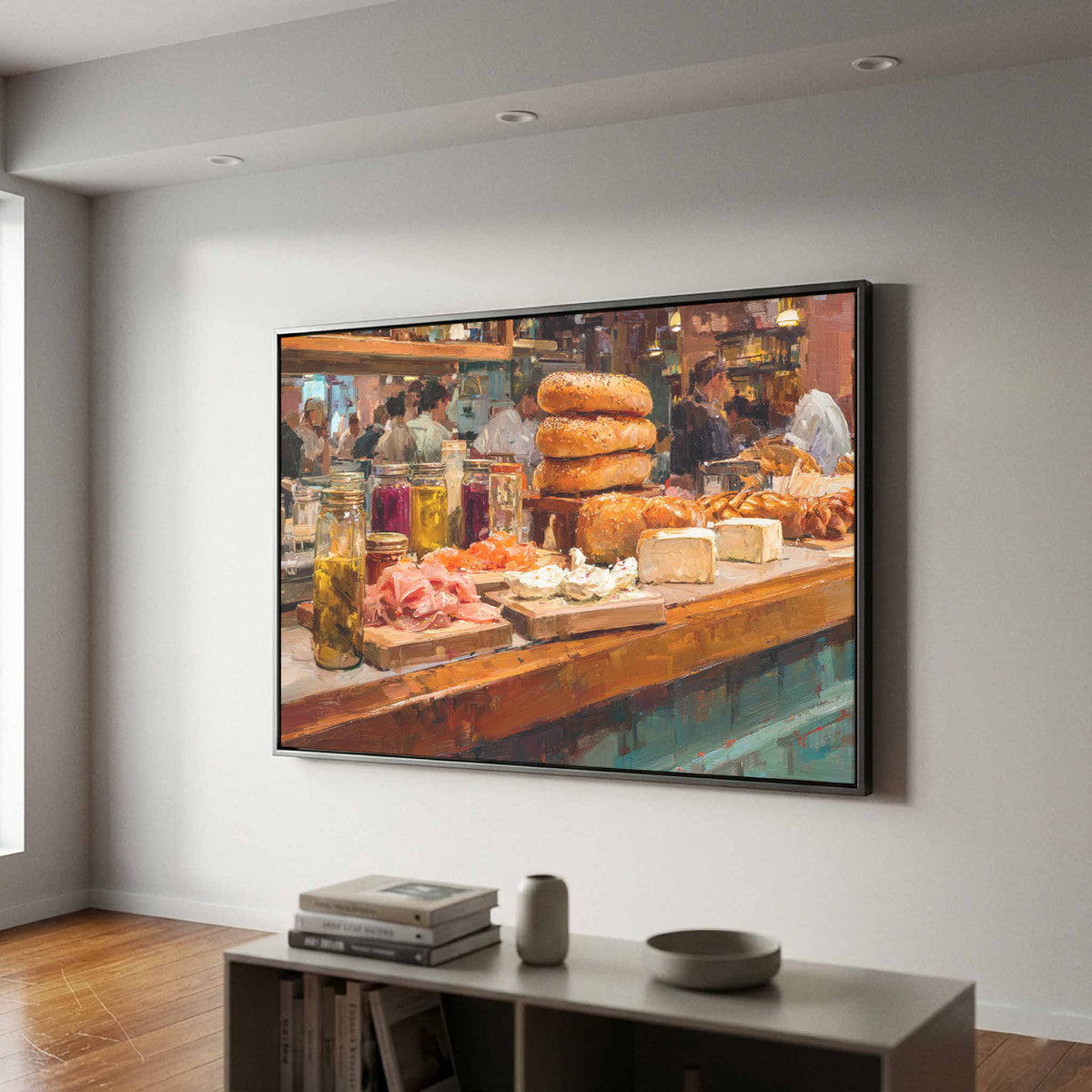Impressionist Deli Counter Canvas Print – styled room view 2