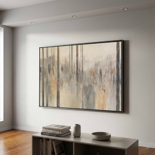Abstract Forest Canvas Wall Art – canvas print shown framed in a styled room
