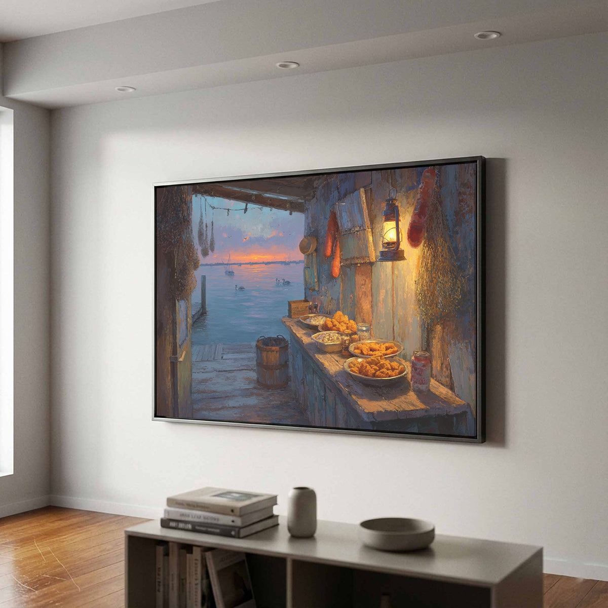 Gulf Coast Seafood Shack Canvas Art – styled room view 2