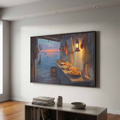 Gulf Coast Seafood Shack Canvas Art – styled room view 2