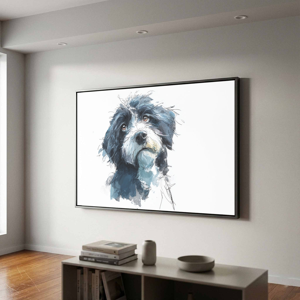 Portuguese Water Dog Canvas Wall Art – styled room view 2
