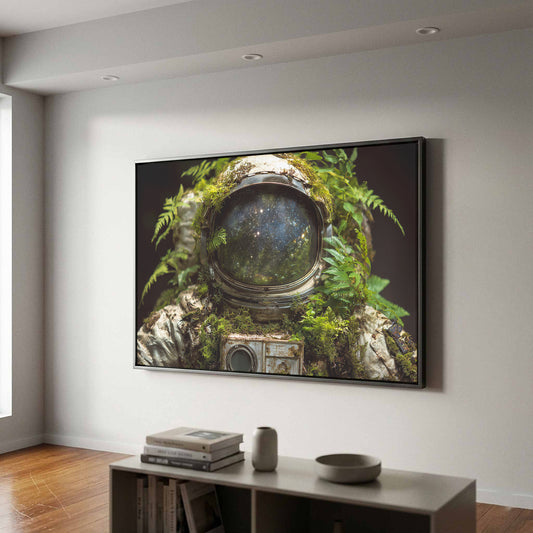 Space Nature Art Print – canvas print shown framed in a styled room