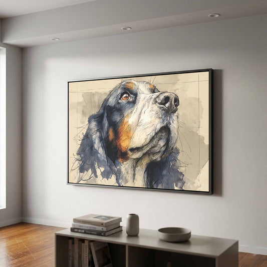 English Cocker Spaniel Canvas Art – canvas print shown framed in a styled room