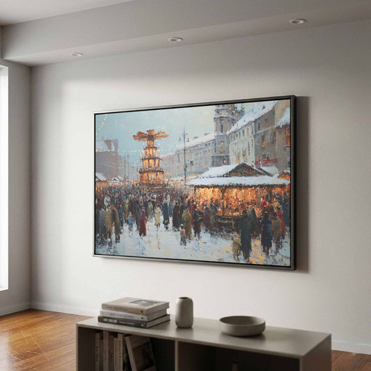 Dresden Christmas Market Canvas Wall Art – canvas print shown framed in a styled room