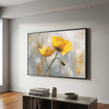 Golden Poppy Flowers Canvas Print – styled room view 2
