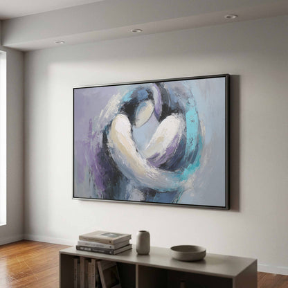 Abstract Intimacy Canvas Wall Art – canvas print shown framed in a styled room