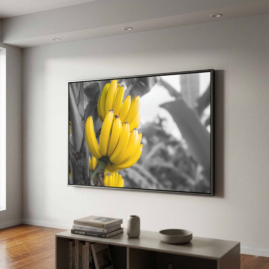 Banana Tree Canvas Print – canvas print shown framed in a styled room