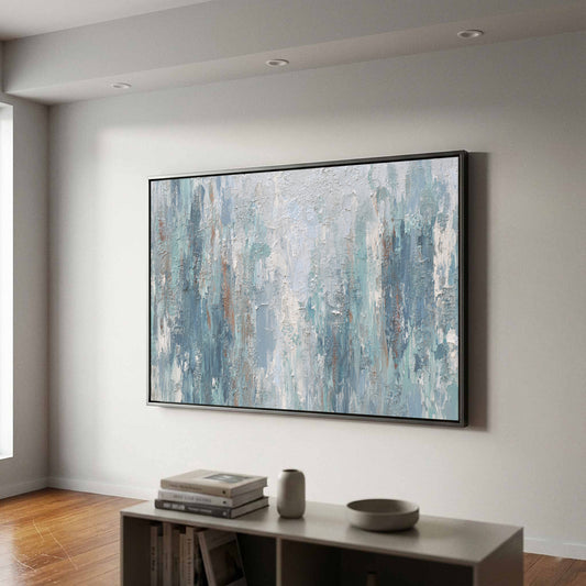 Abstract Forest Canvas Wall Art – canvas print shown framed in a styled room
