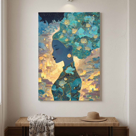 Asian Woman Silhouette Canvas Wall Art — product image 1