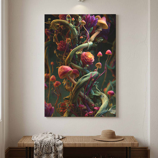 3D Floral Sculpture Canvas Print – canvas print shown framed in a styled room