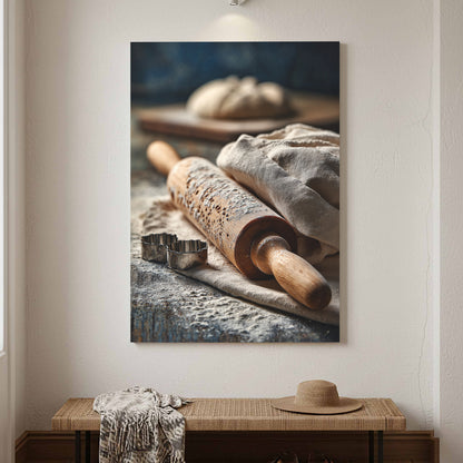Rustic Kitchen Baking Canvas Art – styled room view 2