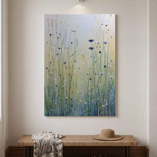 Minimalist Botanical Wall Art – canvas print shown framed in a styled room