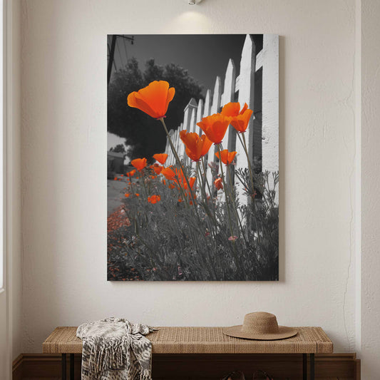 Color Splash Poppy Canvas Wall Art – canvas print shown framed in a styled room